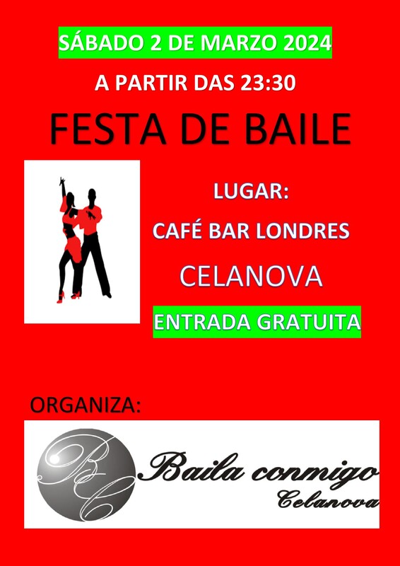 SABADO 2 DE MARZO. FESTA DE BAILE